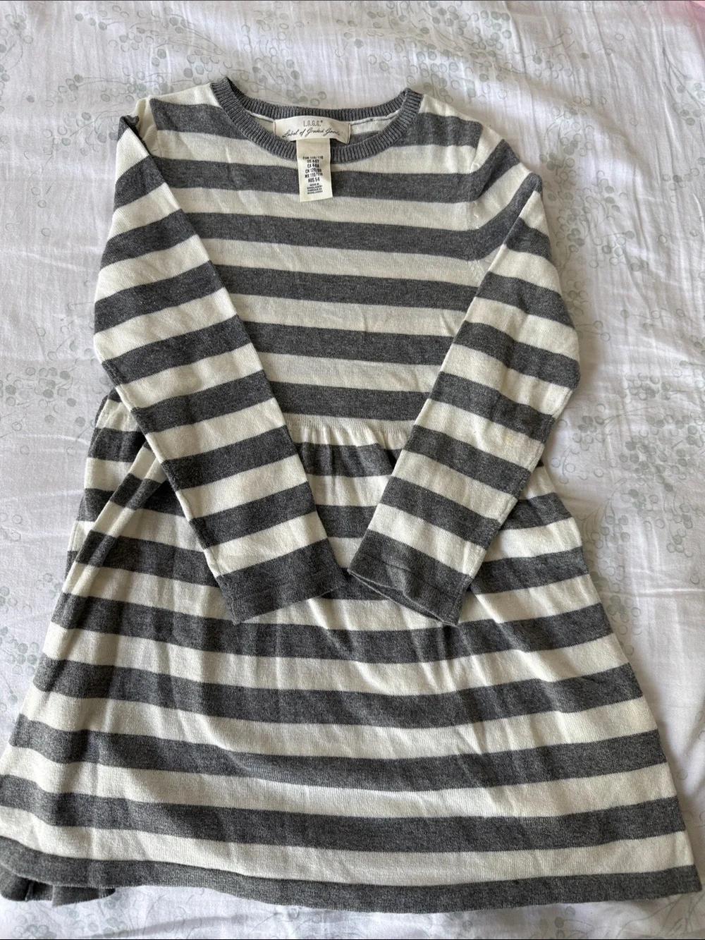 GAP Gray and White Striped Knit Dress